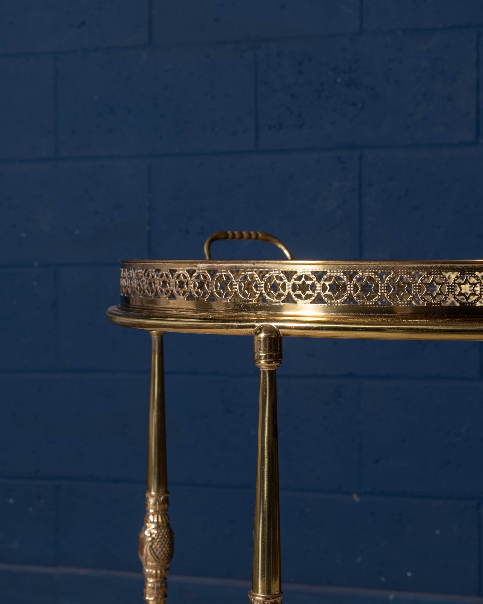 Round brass bar cart  "Gallery model"