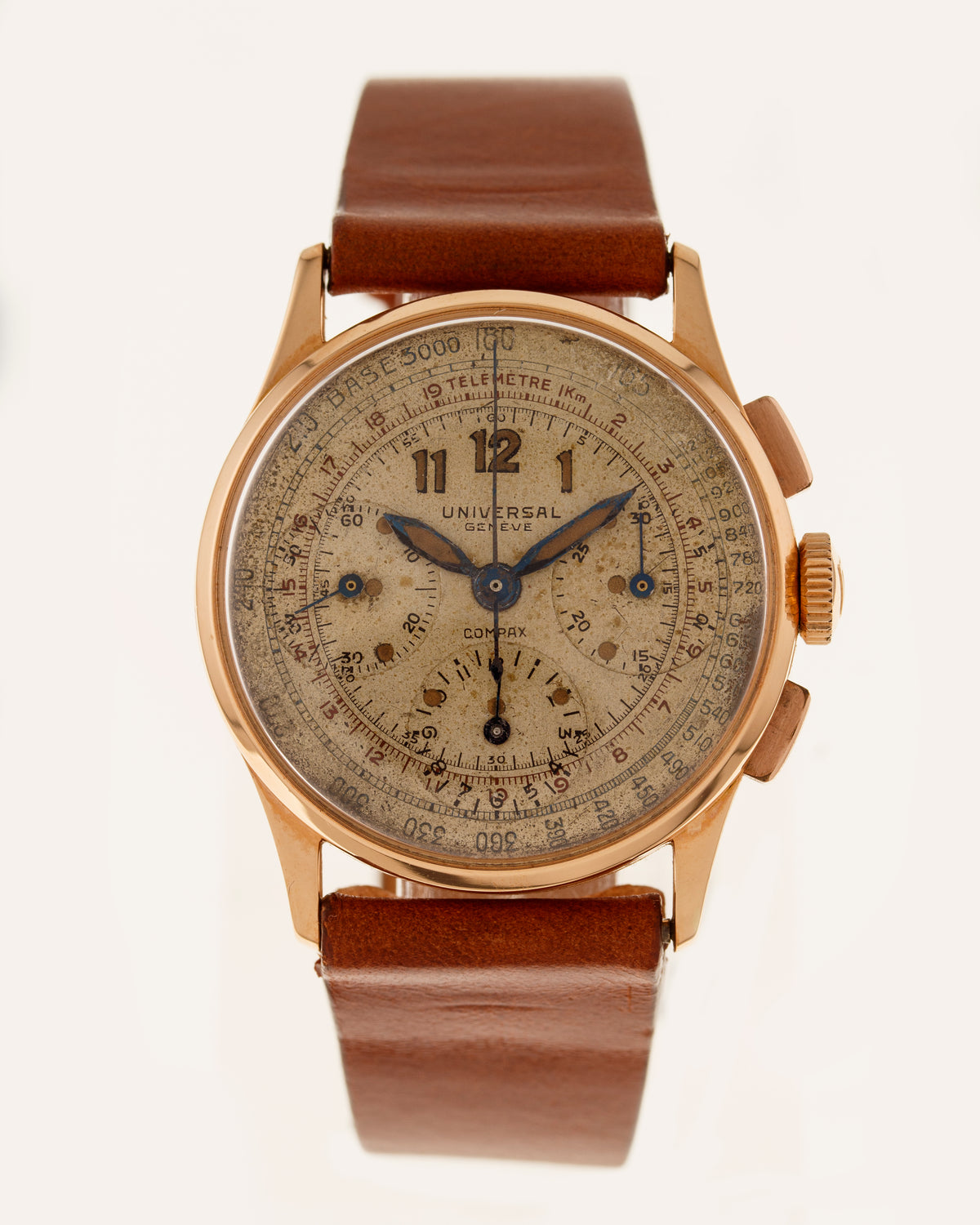 Universal Genève Compax retailed for Brazilian Army in rose gold