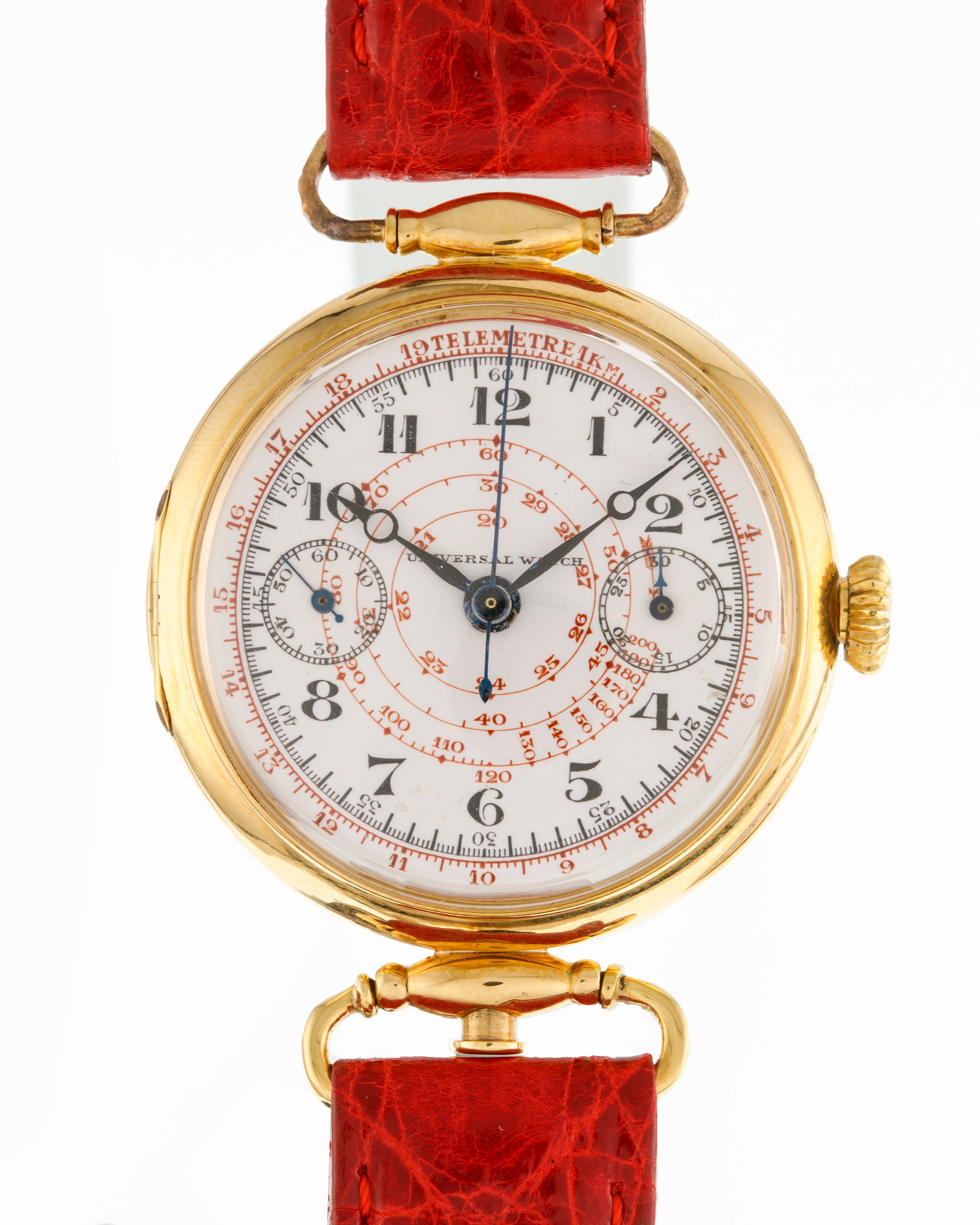 Universal Watch oversize enamel dial in yellow gold 