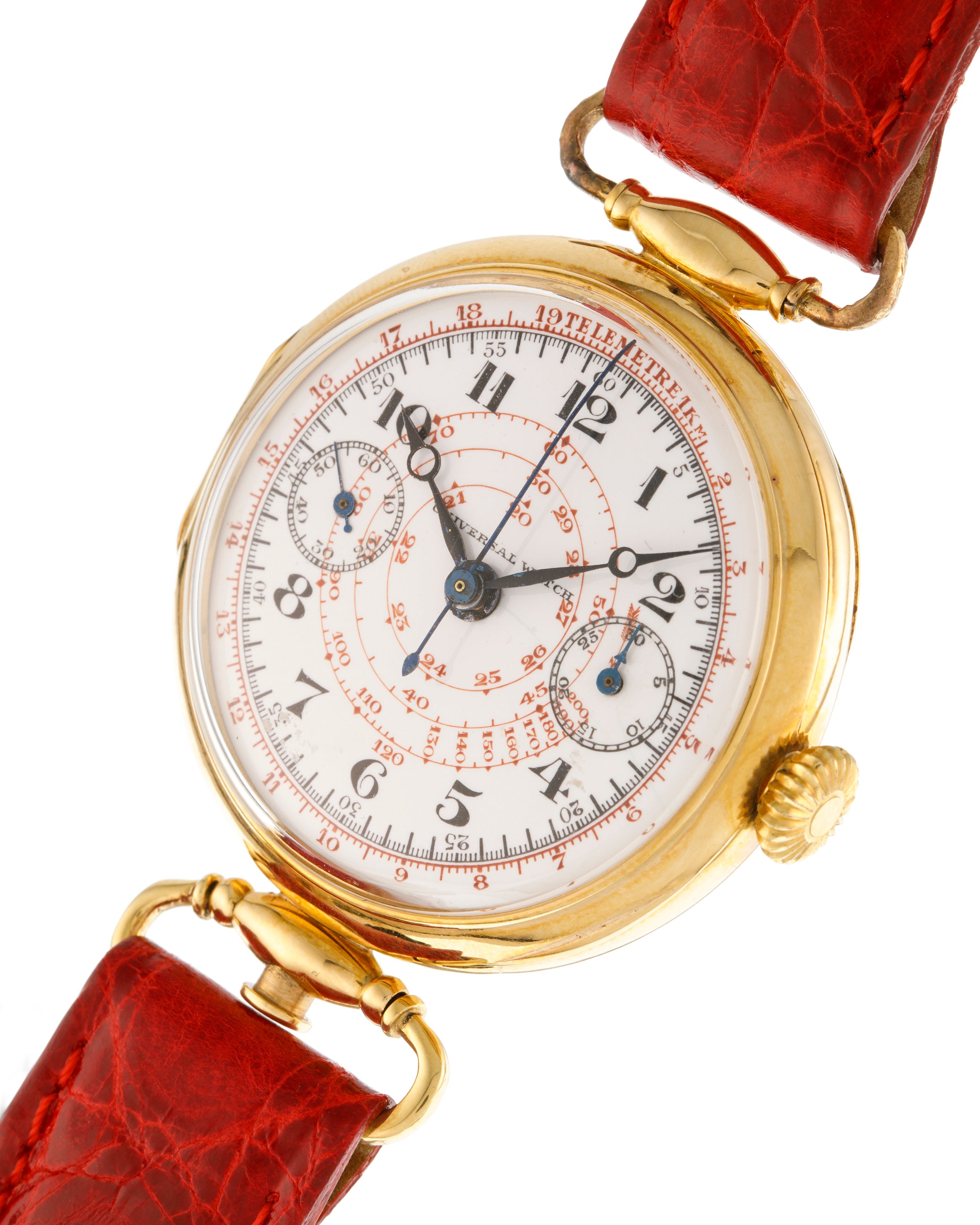 Universal Watch oversize enamel dial in yellow gold 