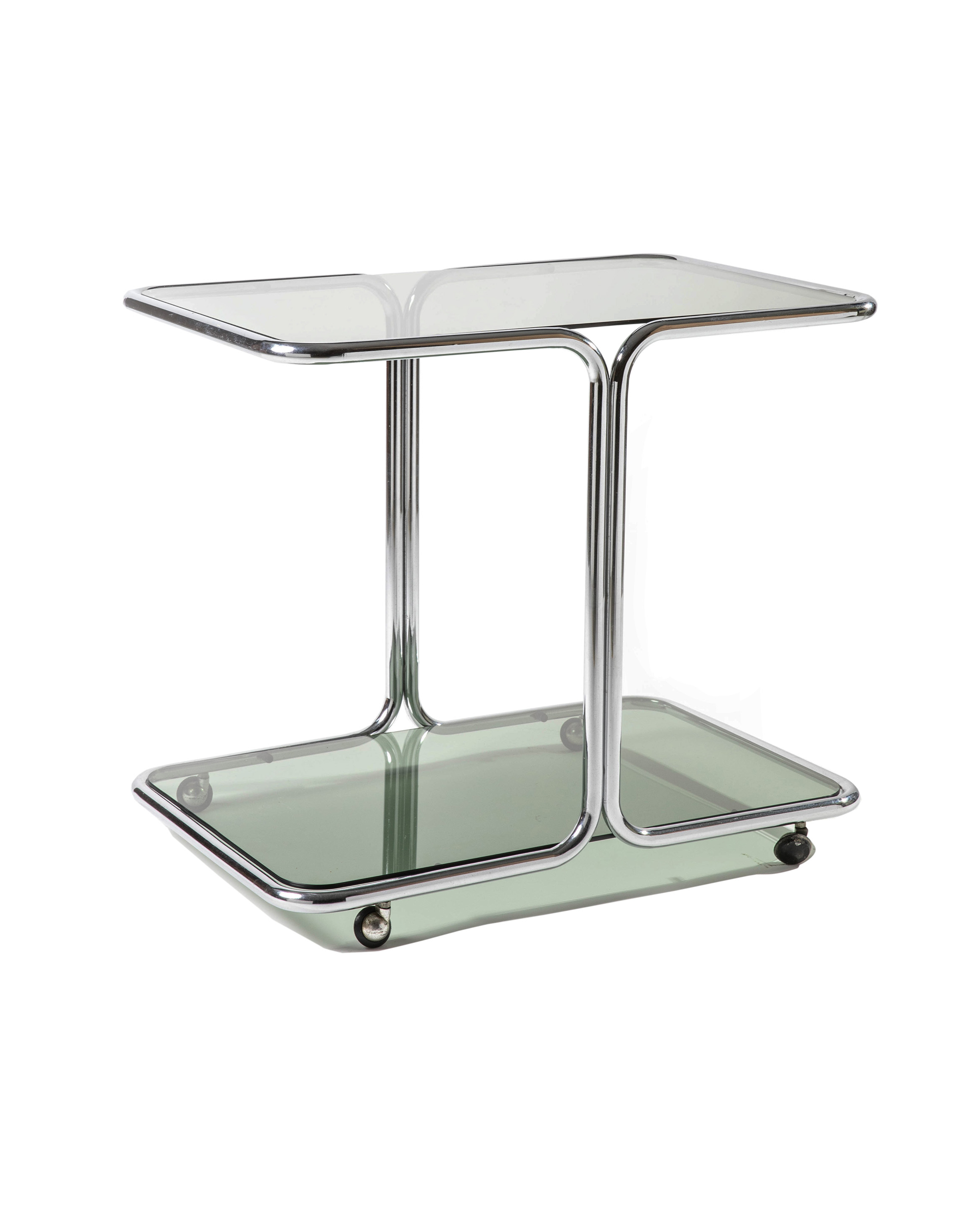 Two layer bar cart metal chrome 