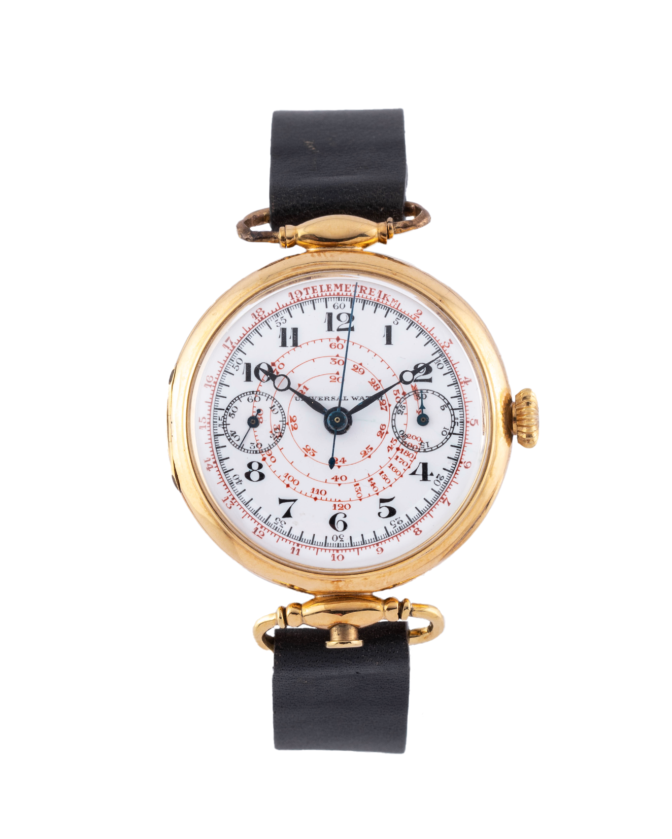 Universal Watch oversize enamel dial in yellow gold 