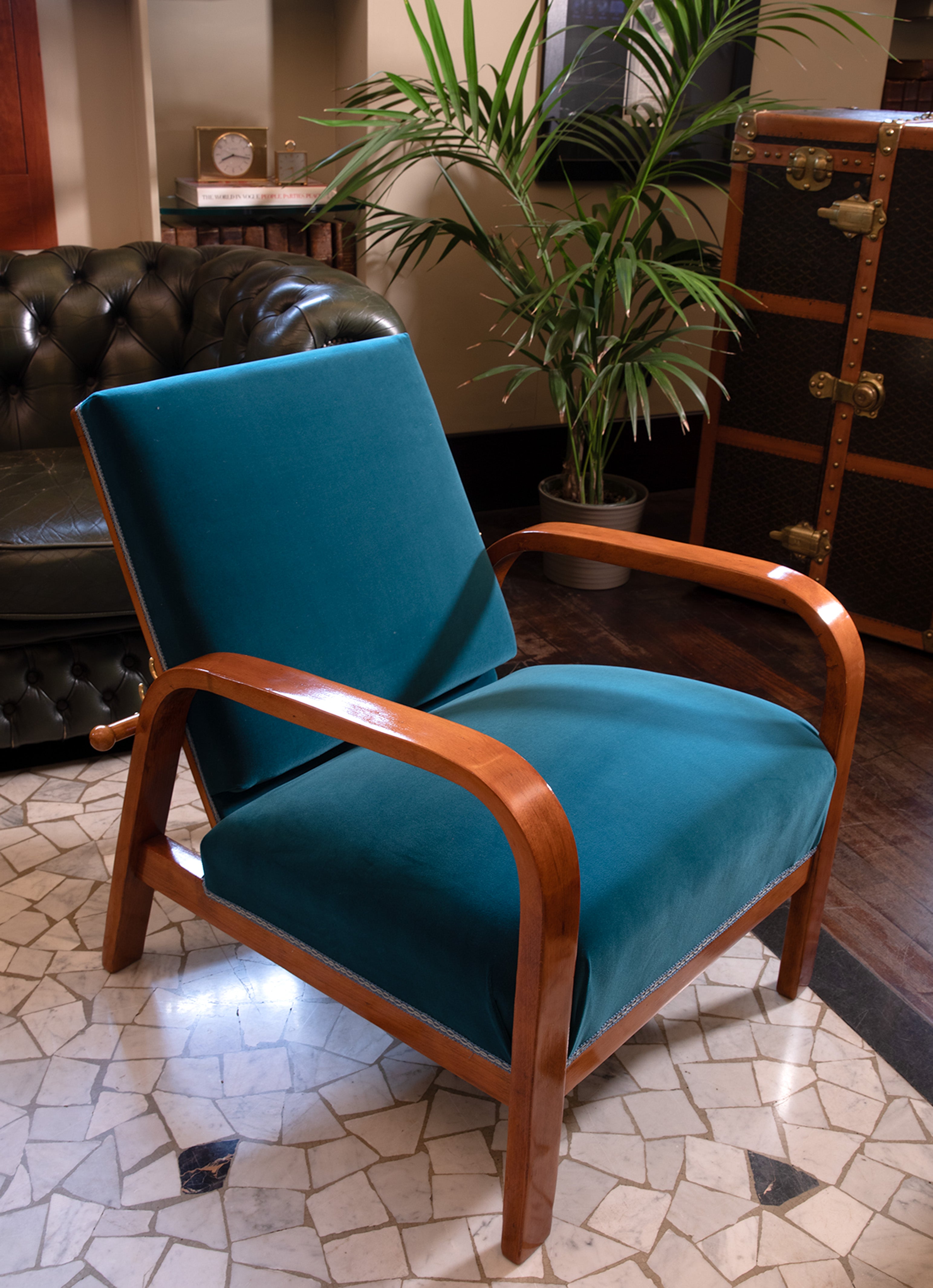 vintage blue velvet armchair from the 1930s