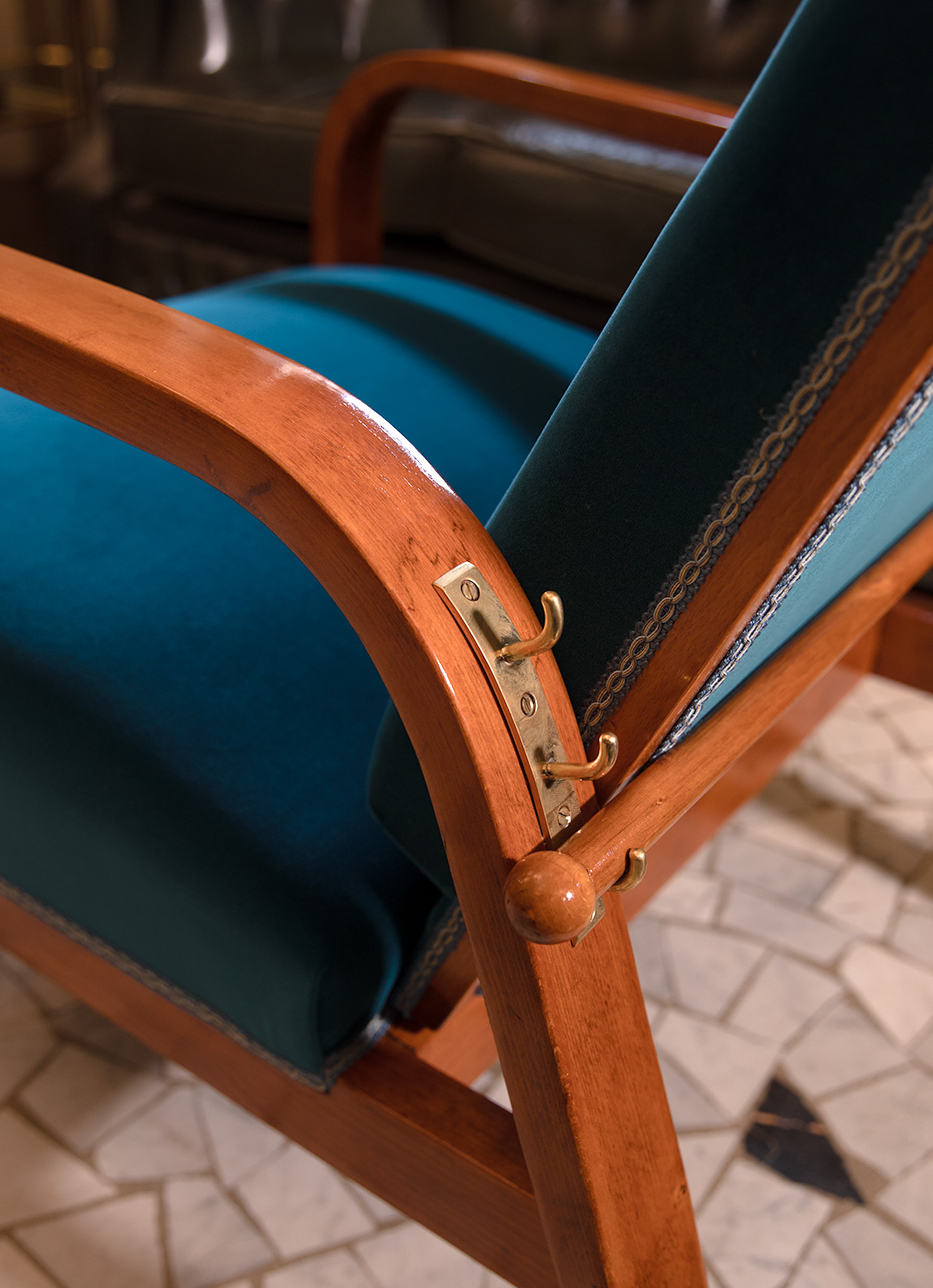 vintage blue velvet armchair from the 1930s