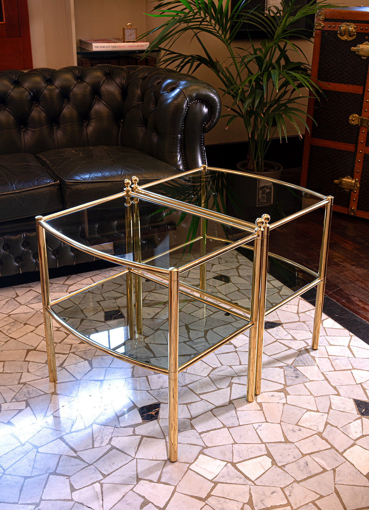 Set di tavolini in ottone dorato - 1980 - Gold Brass Bar Carts Set