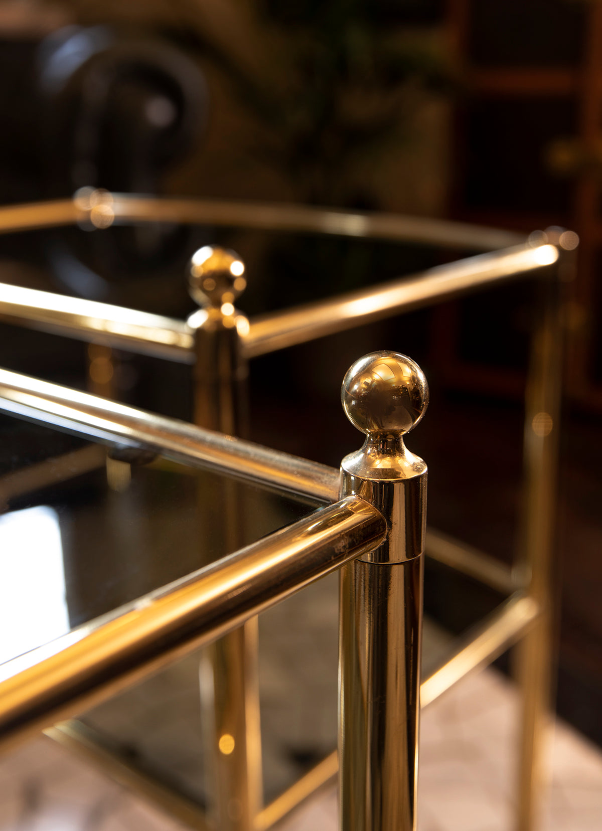 Set di tavolini in ottone dorato - 1980 - Gold Brass Bar Carts Set