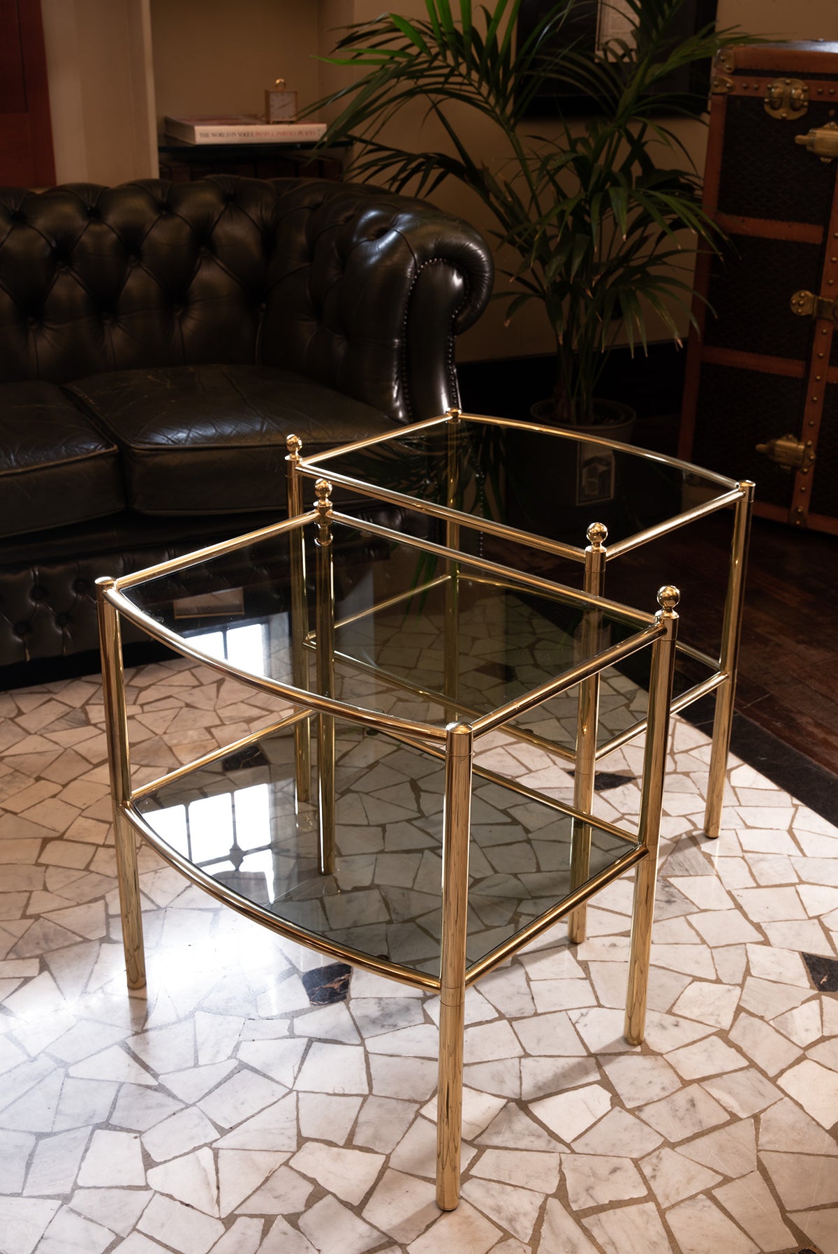 Set di tavolini in ottone dorato - 1980 - Gold Brass Bar Carts Set