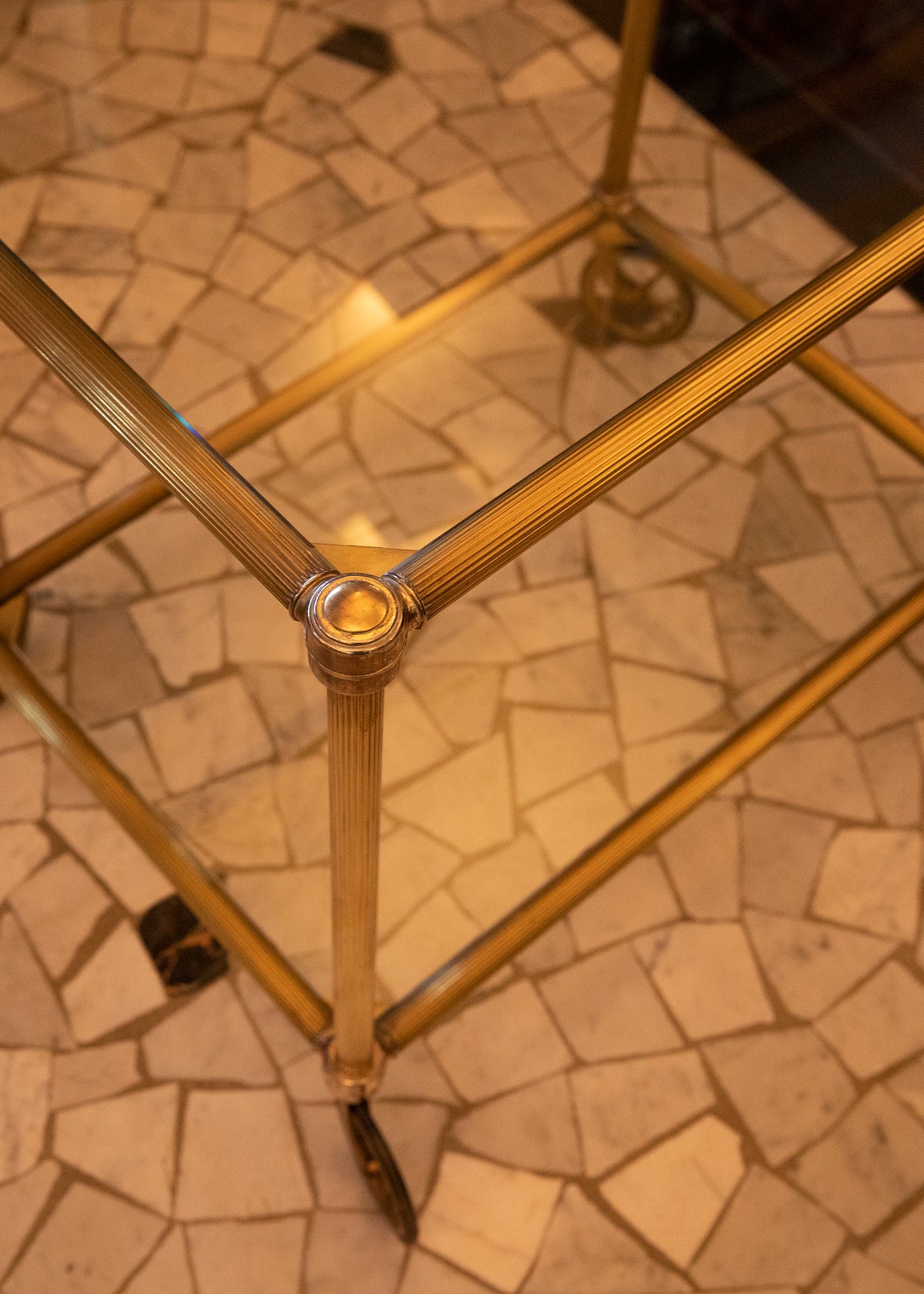 Carrello rettangolare in ottone dorato - 1970 - Gold Brass Rectangular bar cart