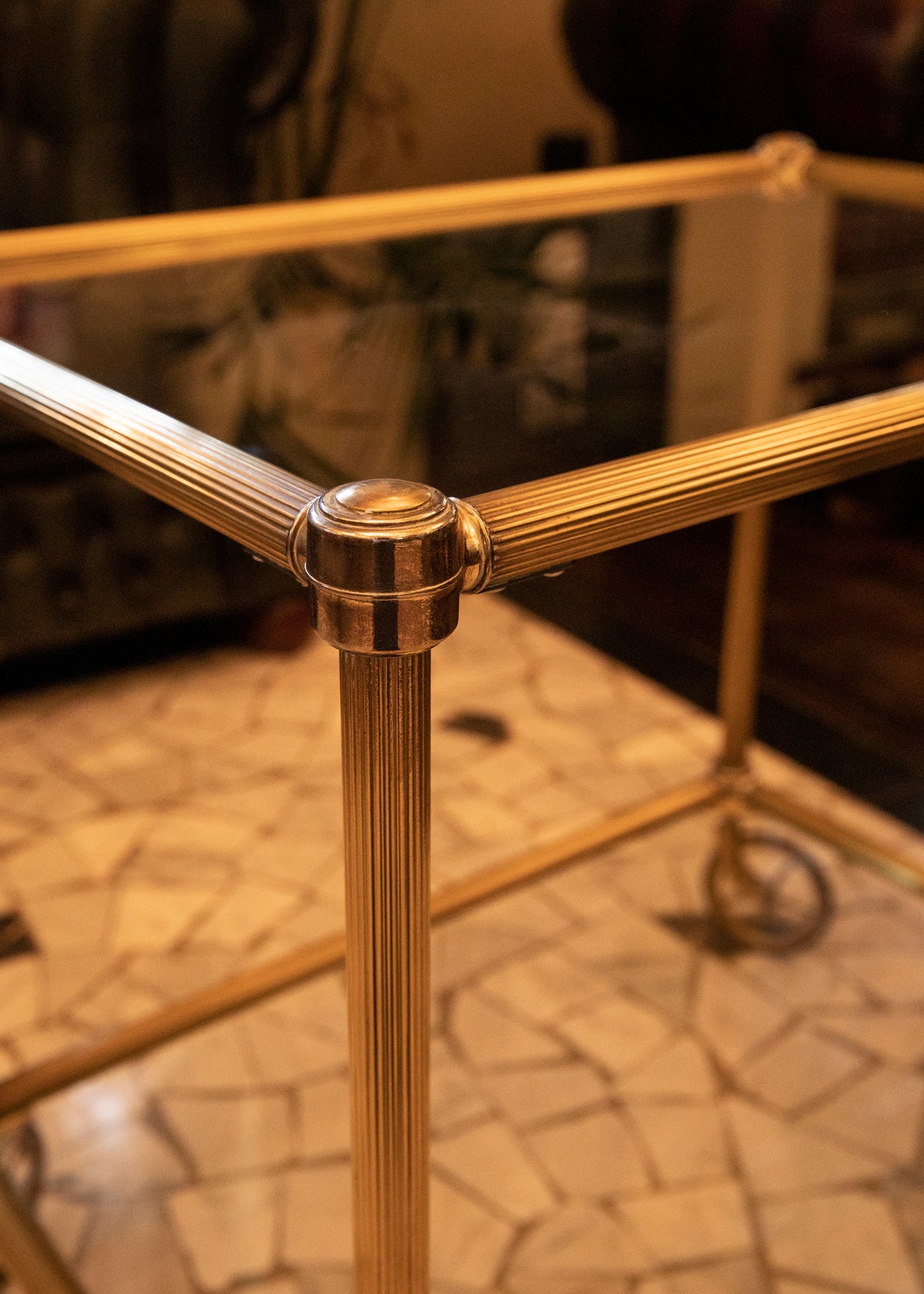 Carrello rettangolare in ottone dorato - 1970 - Gold Brass Rectangular bar cart